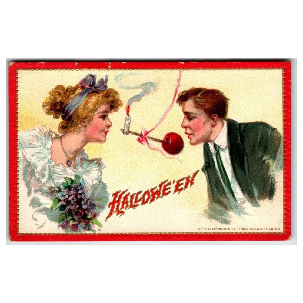 1910 Raphael Tuck Halloween Postcard Fortune Telling Apple & Candle 174 Brundage